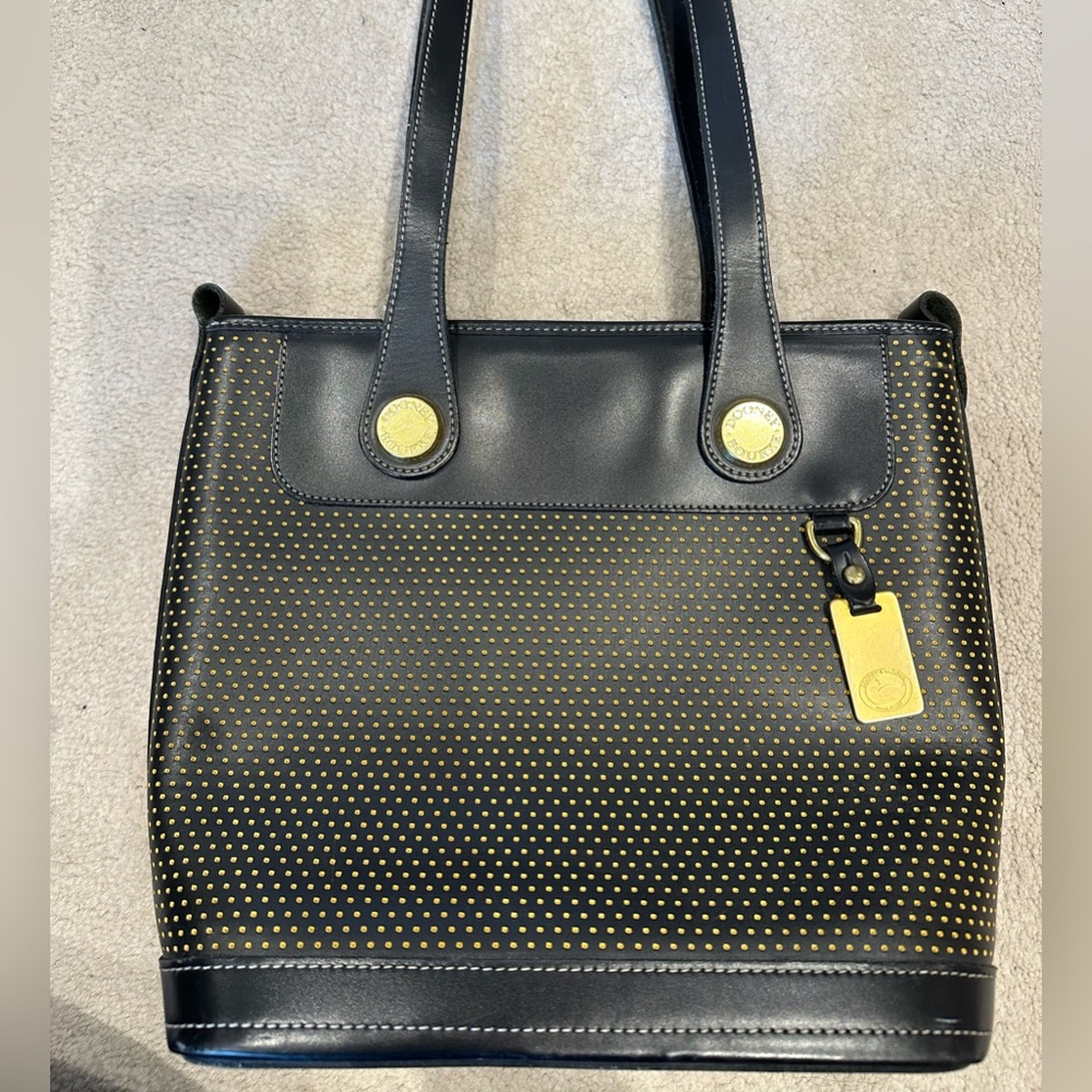 Dooney & Bourke Vintage Bucket Purse Bag Black Gold Dots Like New OOAK STUNNING